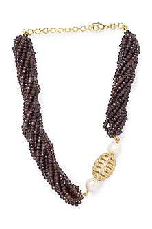 Gold Finish Swarovski & Agate Necklace