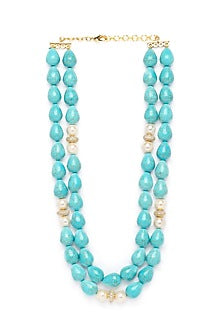 Gold Finish Turquoise Drop Necklace