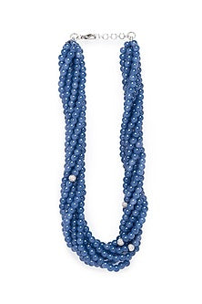 White Finish Swarovski & Agate Bead Necklace