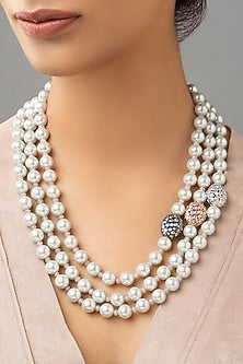 Gold Finish Shell Pearl Necklace
