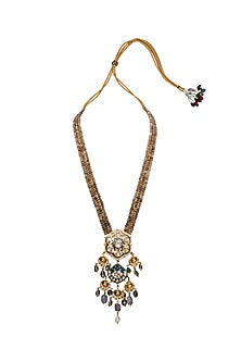 Gold Finish Meenakari Jade Necklace