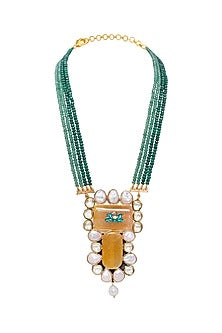 Gold Finish Meenakari Baroque Pearl Necklace