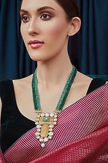 Gold Finish Meenakari Baroque Pearl Necklace