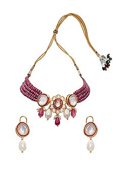 Gold Finish Meenakari Necklace Set