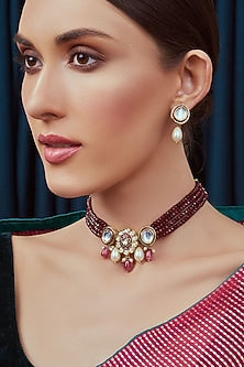 Gold Finish Meenakari Necklace Set