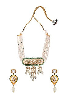 Gold Finish Meenakari Polki Necklace Set