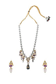 Gold Finish Fluoride Meenakari Necklace Set