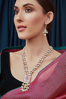 Gold Finish Shell Pearl Necklace Set