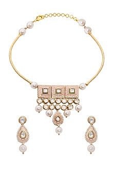 Gold Finish Kundan Necklace Set
