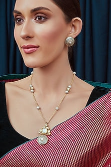Gold Finish Meenakari Kundan Necklace Set