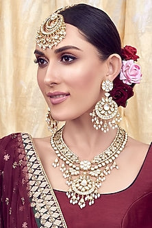 Gold Finish Freshwater Pearl Necklace Set