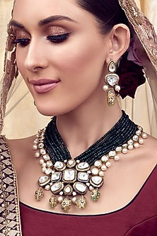 Gold Finish Meenakari Choker Necklace Set