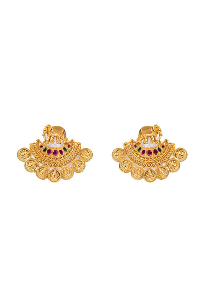Gold Finish Hydro Ruby & Emerald Earrings