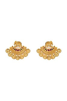 Gold Finish Hydro Ruby & Emerald Earrings