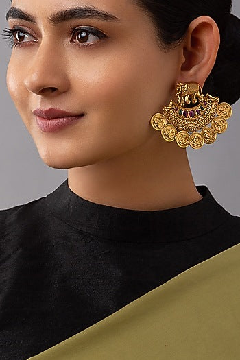 Gold Finish Hydro Ruby & Emerald Earrings
