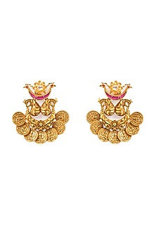 Gold Finish Hydro Ruby Earrings