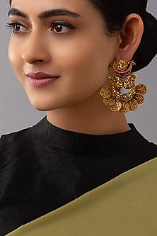 Gold Finish Hydro Ruby Earrings