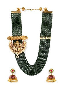Gold Finish Kundan Polki Necklace Set