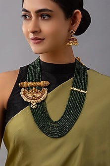 Gold Finish Kundan Polki Necklace Set
