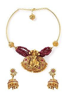 Gold Finish Agate Necklace Set