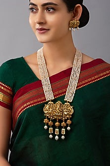 Gold Finish Meenakari Pearl Necklace Set
