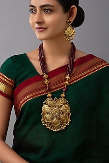 Gold Finish Hydro Ruby Necklace Set