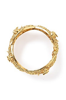 Gold Finish Hand Carved Temple Motifs Bangles