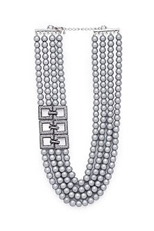 White Finish Shell Pearls Necklace