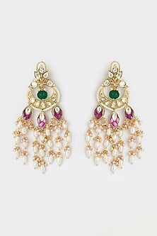 Gold Finish Freshwater Pearls Chandbali Earrings