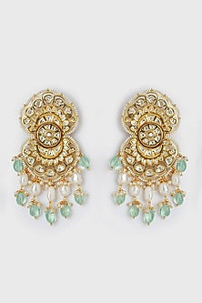 Gold Finish Fluoride Beads Chandbali Earrings