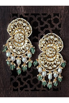 Gold Finish Fluoride Beads Chandbali Earrings
