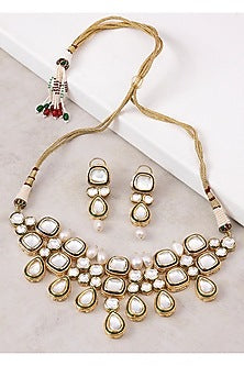 Gold Finish Kundan Polki Choker Necklace Set