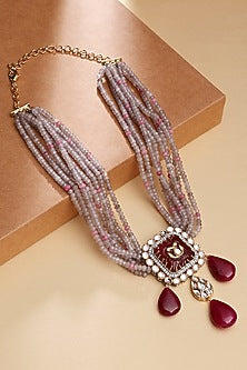 Gold Finish Kundan Polki Necklace