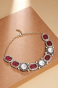 Gold Finish Kundan Polki Necklace