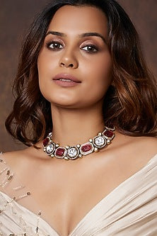 Gold Finish Kundan Polki Necklace