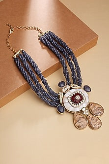 Gold Finish Kundan Polki & Mother Of Pearl Necklace