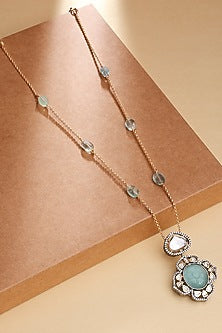 Gold Finish Kundan Polki & Moonstone Necklace