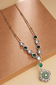 Gold Finish Kundan Polki & Moonstone Necklace