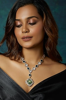 Gold Finish Kundan Polki & Moonstone Necklace
