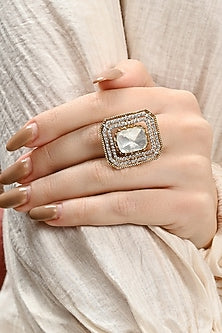 Gold Plated Kundan Polki Ring