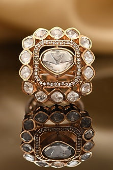 Gold Plated Kundan Polki Ring