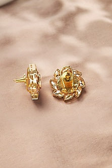 Gold Plated Kundan Polki Stud Earrings