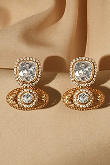 Gold Plated Kundan Polki Stud Earrings