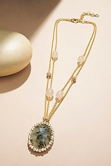 Gold Plated Kundan Polki & Green Jade Chain Necklace