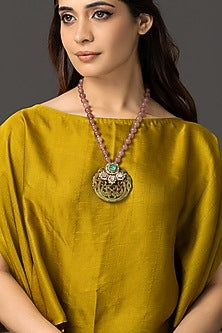 Gold Finish Multi-Colored Stone Necklace