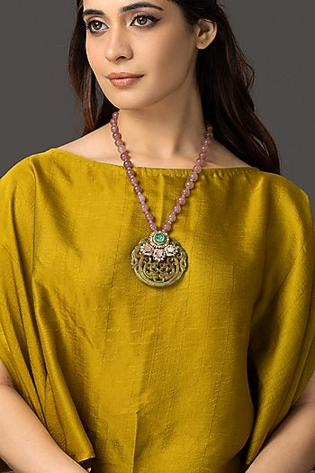 Gold Finish Multi-Colored Stone Necklace