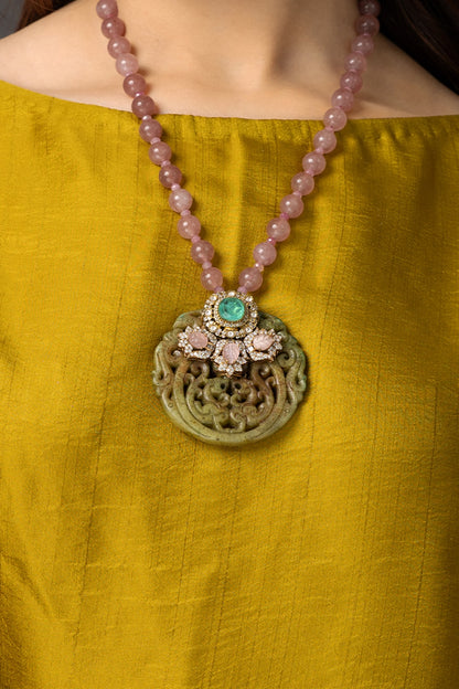 Gold Finish Multi-Colored Stone Necklace