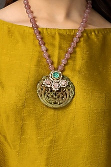 Gold Finish Multi-Colored Stone Necklace