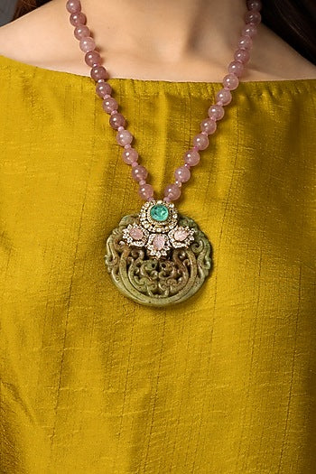 Gold Finish Multi-Colored Stone Necklace