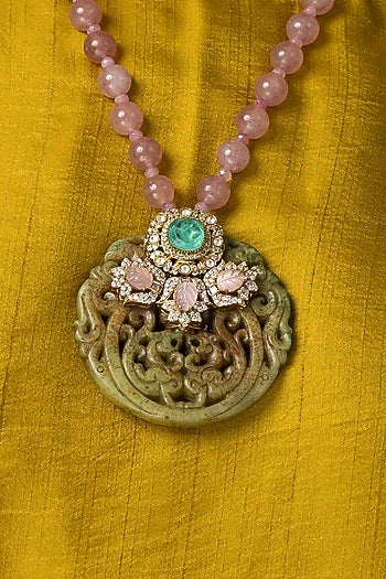 Gold Finish Multi-Colored Stone Necklace